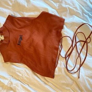 Motel Rocks Rust Red 'Angel' Lace-Up Crop Top